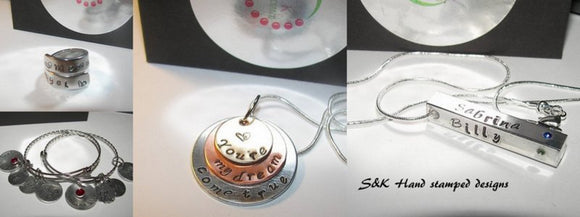 Personalized Hand stamped jewelry and gifts by S&K hand stamped designs