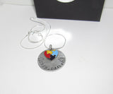 Personalized autism awareness necklace, Personalized mothers necklace with kids names, , hand stamped jewelry
