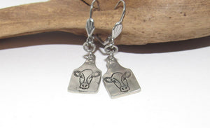 cow tag earrings for her