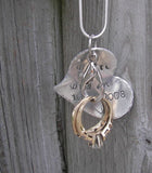 Ring holder anniversary gift,  hand stamped  personalized jewelry,  pregnancy ring holder custom charm handstamped jewelry