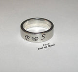 personalized pewter ring ,  mothers ring with kids name or initals, custom hand stamped jewelry handstamped jewelry