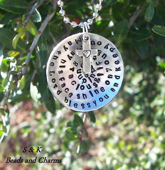 Numbers 6:24-26 May the Lord bless you and keep you, custom Hand stamped jewelry, personalized jewelry ,mothers necklace inspirational quote