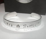 sterling silver cuff mothers jewelry, Hand stamped personalized jewelry , custom hand stamped cuff with kids names