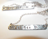 lil sis necklace, big sis necklace, Personalized jewelry, hand stamped jewelry, custom stamped, hand stamped, mother necklace , sister gift