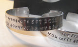You will forever be my always, couples bracelet, custom cuff bracelet, men's cuff, hand stamped jewelry, personalized jewelry, men's jewelry