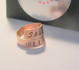 personalized Copper wrap ring, personalized ring, custom hand stamped  jewelry , mommy ring, kids names ring ,  couples ring , name ring