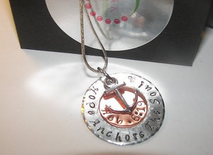 Sterling silver Hope Anchors the Soul Hebrews 6:19, Religious quote necklace, Personalized custom Hand Stamped Jewelry