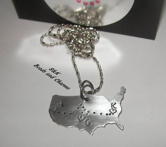 personalized long distance relationship United States Necklace, Moving missing you going away Gift , personalized friendship necklace