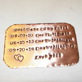 Personalized wallet insert,  Wallet card for dad, grooms message card for wallet, custom hand stamped gift for him handstamped jewelry