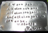 Personalized wallet insert,  Wallet card for dad, grooms message card for wallet, custom hand stamped gift for him handstamped jewelry