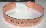 unisex copper cuff bracelet  , custom personalized cuff bracelet or dad, hand stamped jewelry for him