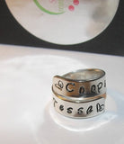 Personalized Mommy ring, kids names wrap ring, Mother's custom hand stamped jewelry handstamped jewelry