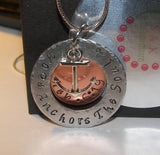 Sterling silver Hope Anchors the Soul Hebrews 6:19, Religious quote necklace, Personalized custom Hand Stamped Jewelry