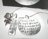 sterling May the lord guide my hands Nurses graduation  gift,  RN and  LPN custom hand stamped personalized  necklace handstamped jewelry