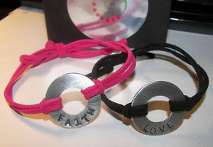 My word intention custom jewelry,  aluminium washer bracelet, custom personalized hand stamped jewelry handstamped jewelry