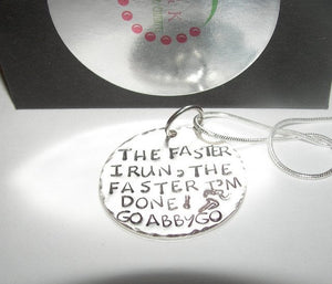 Runners necklace. Gift for runners , marathon gift, Hand stamped jewelry,  personalized jewelry, Custom mommy necklace