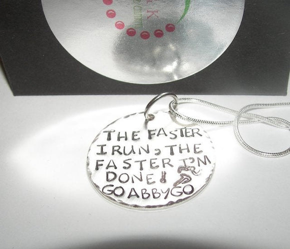 Runners necklace. Gift for runners , marathon gift, Hand stamped jewelry,  personalized jewelry, Custom mommy necklace