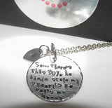 So..There's This Boy Who Stole My Heart mommy necklace, He calls me MOM , Personalized hand stamped mommy  jewelry with kid name