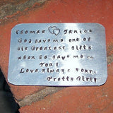 Personalized wallet insert,  Wallet card for dad, grooms message card for wallet, custom hand stamped gift for him handstamped jewelry