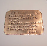 Personalized wallet insert,  Wallet card for dad, grooms message card for wallet, custom hand stamped gift for him handstamped jewelry