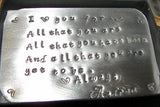 Personalized wallet insert,  Wallet card for dad, grooms message card for wallet, custom hand stamped gift for him handstamped jewelry