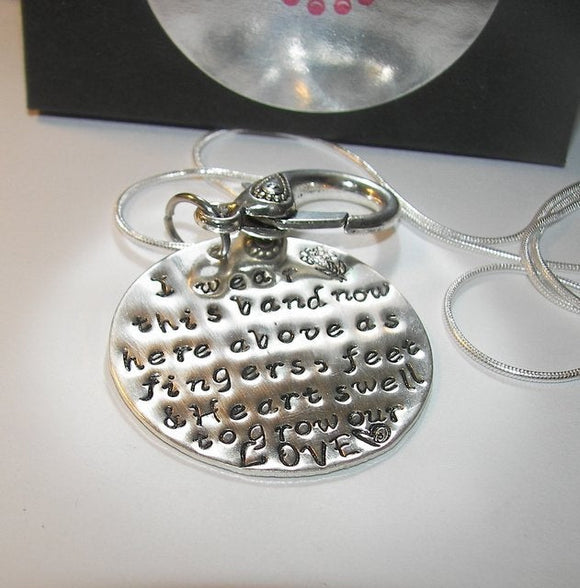 Sterling silver Maternity ring holder, Ring holder necklace personalized jewelry,  mommy necklace hand stamped jewelry