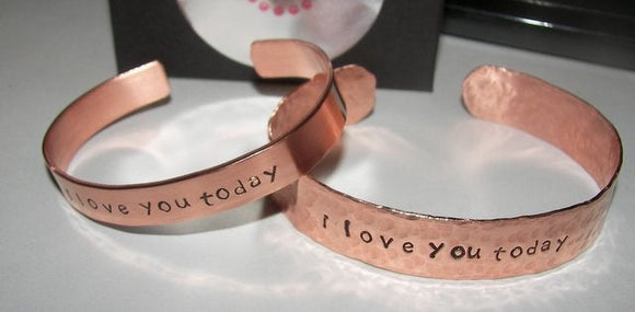 unisex copper cuff bracelet  , custom personalized cuff bracelet or dad, hand stamped jewelry for him