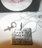 Love is Patient love is kind, Hand stamped jewelry, personalized jewelry,  faith jewelry, hand stamped jewelry, religious jewelry