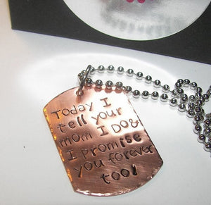 Blended Family Gift Today I tell Your Mom / Dad I Do, Son of the Bride/ groom gift, Step son or Adoptive songift,  hand stamped jewelry