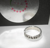 personalized pewter ring ,  mothers ring with kids name or initals, custom hand stamped jewelry handstamped jewelry