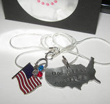 USA necklace personalized  partiotic jewelry, custom personalized hand stamped  necklace,military wife jewelry handstamped jewelry