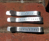 Personalized tie clip set for grooms men, father of the bride personalized jewelry, hand stamped jewelry gift for men handstamped jewelry