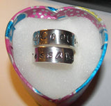 Sterling silver wrap ring with kids names,  personalized hand stamped mom ring,  Customized ring gift for mom