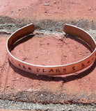 For I know the Plans I have for you custom hand stamped jewelry, personalized religious copper cuff bracelt for men or women, Jeremiah 29:11