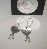 Music lover custom hand stamped personalized earrings, guitar pick musical earrings, gift for music  lover handstamped jewelry