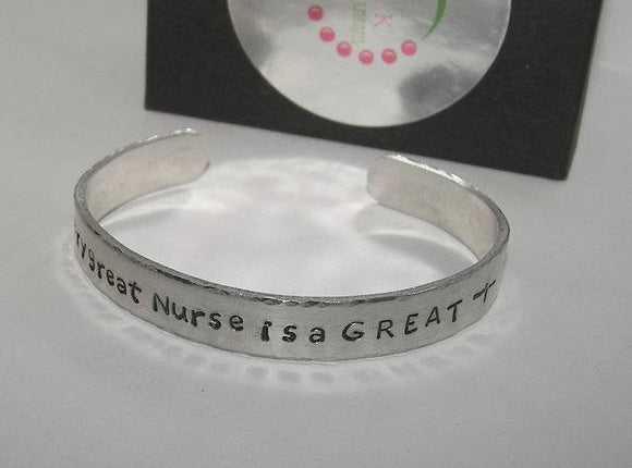 Behind every nurse is a great instructor Nurses instructor gift,  custom hand stamped cuff bracelet, gift for nursing graduation