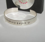personalized sterling I love my tribe Cuff Bracelet, Inspirational Motivational Bracelet, Custom personalized  Hand Stamped jewelry