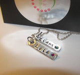 Mommy necklace with kids names, custom personalized hand stamped mothers necklace, Jewlery with kids names and birthstones for mom
