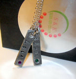 Mommy necklace with kids names, custom personalized hand stamped mothers necklace, Jewlery with kids names and birthstones for mom