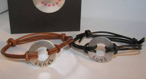 My word custom stamped leather bracelet, washer bracelet, personalized jewelry, intention word jewelry , hand stamped jewelry,