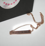 personalized Rose gold skinny bar necklace, Custom bar necklace , personalized hand stamped jewelry, handstamped jewelry