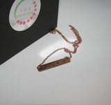 personalized Rose gold skinny bar necklace, Custom bar necklace , personalized hand stamped jewelry, handstamped jewelry