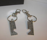 Personalized Split Heart Couples Keychain Set, Hand Stamped bride and groom Keychains , custom personalized hand stamped keychain