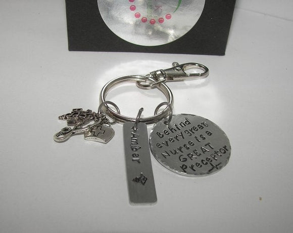 Nurse preceptor gift Behind every nurse is a great preceptor, custom personalized hand stamped jewelry, gift for RN orLPN