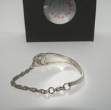 Custom Lily design vintage silverware cuff bracelet , upcyled vintage spoon handle bracelet, recycled spoon silverware jewelry