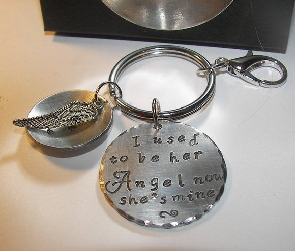 I use to be her angel now she is mine, personalized hand stamped key ring, Memorial key ring, custom jewelryhandstamped jewelry