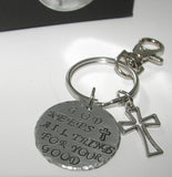 God keeps all things for your good custom stamped keychain, bible quote  incouragement gift, personalized hand stamped keyring
