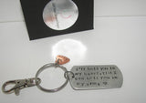 I will hold you in my heart untill I can hold you in my arms, custom hand stamped keychain with name charm, personalized keychain