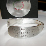 The greatest of these is love silverware cuff bracelet