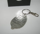 Don't drive faster than your guardian angel 16th birthday gift for new driver, silver spoon keychain,  Hand stamped personalized key ring